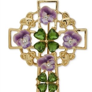 Anne Klein Gold, Green, and Purple Brooch